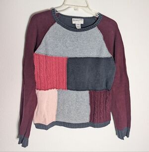 Pendleton Womens Sweater Vintage 90s Y2K Patchwork Colorblock Grandpa Pink Small